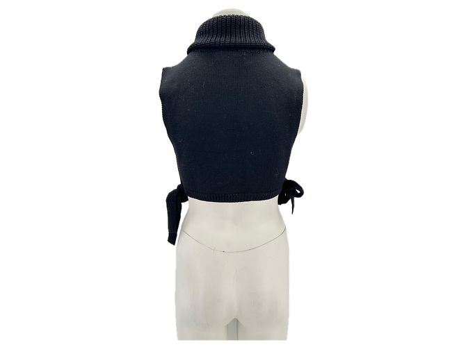 Autre Marque Unsignierte Strickwaren T.International XS Wolle Schwarz - Ansicht 2