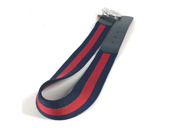 Cinturón Gucci GG entrelazado G Roja Azul marino - vista 10