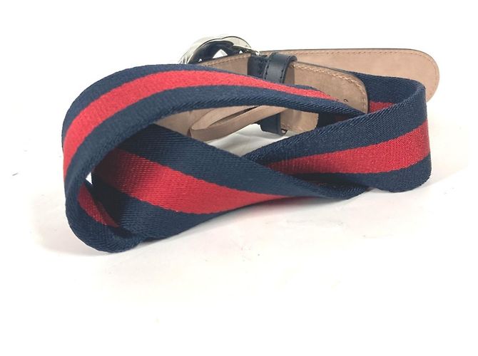 Cinturón Gucci GG entrelazado G Roja Azul marino - vista 2