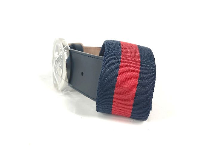 Cinturón Gucci GG entrelazado G Roja Azul marino - vista 3