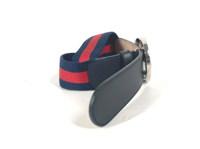 Cinturón Gucci GG entrelazado G Roja Azul marino - vista 4