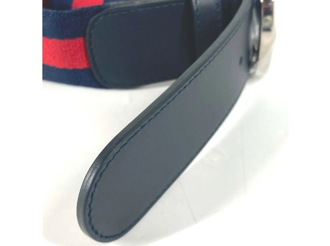 Cinturón Gucci GG entrelazado G Roja Azul marino - vista 5