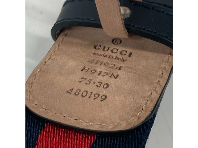 Cinturón Gucci GG entrelazado G Roja Azul marino - vista 9