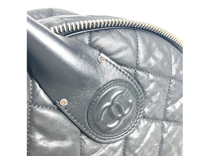 Chanel schwarze beschichtete Canvas Boston Tasche - Ansicht 8
