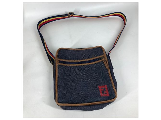 Borsa a spalla Pochette in denim Fendi Blu - view 10