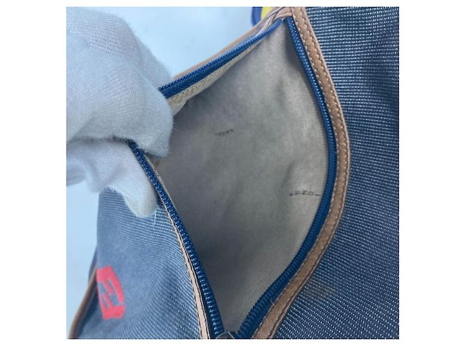 Borsa a spalla Pochette in denim Fendi Blu - view 9
