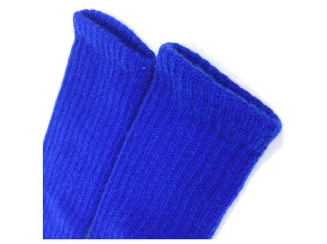 Guanti lunghi in cashmere Chanel blu - vista 6