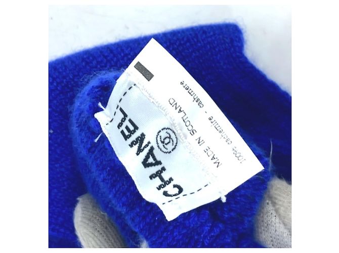 Guanti lunghi in cashmere Chanel blu - vista 7