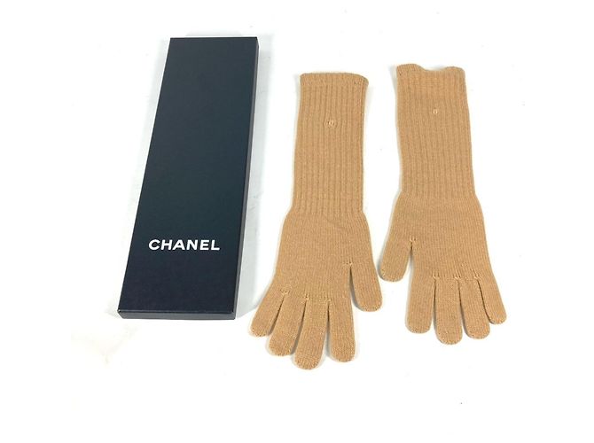 Chanel CC Coco Mark lange Handschuhe Beige - vue 8