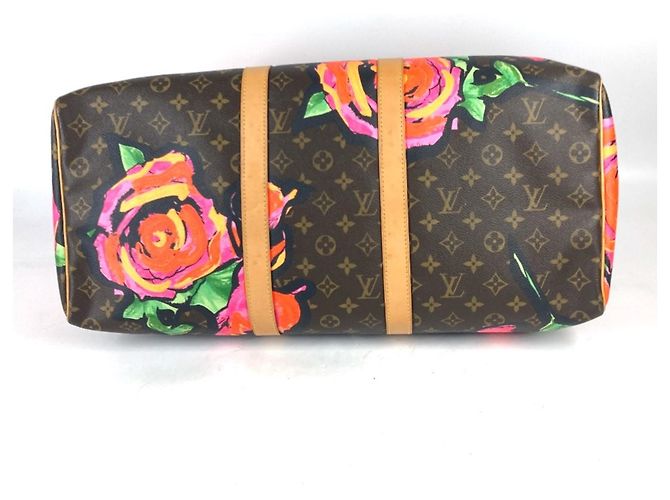 Borsa Keepall 50 Monogram Rose Louis Vuitton Marrone Rosa - vista 13