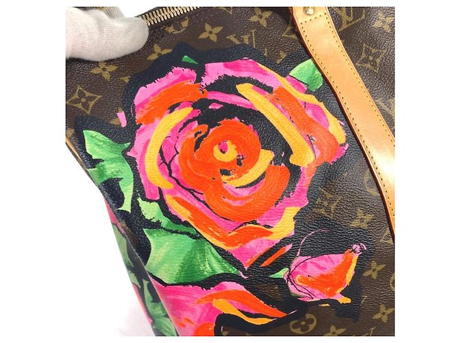 Borsa Keepall 50 Monogram Rose Louis Vuitton Marrone Rosa - vista 16