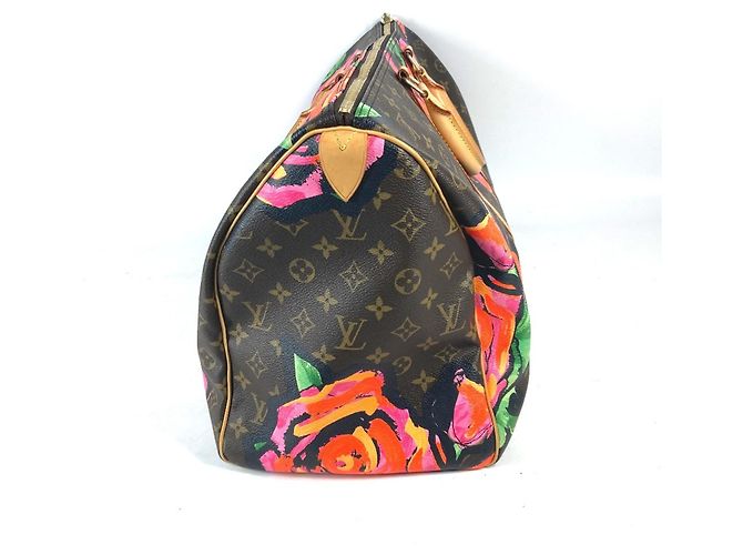 Borsa Keepall 50 Monogram Rose Louis Vuitton Marrone Rosa - vista 8