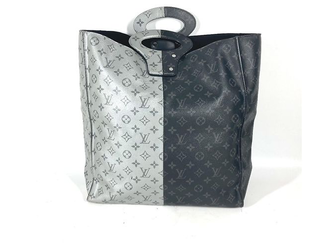 Bolsa de mão Louis Vuitton Monogram Eclipse Split Tote Preto Prata - vista 2