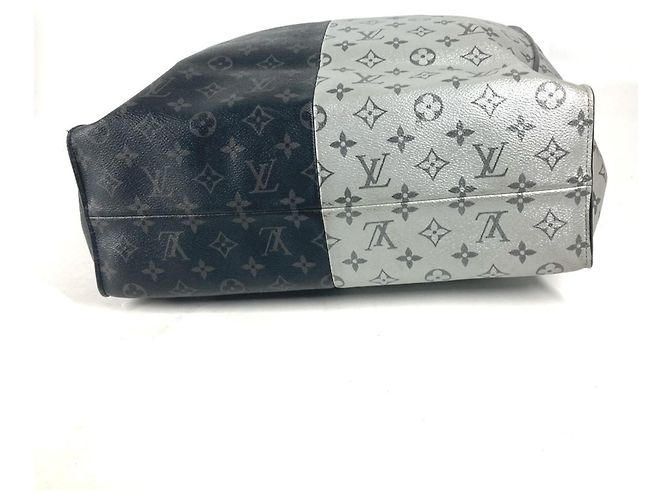 Bolsa de mão Louis Vuitton Monogram Eclipse Split Tote Preto Prata - vista 5