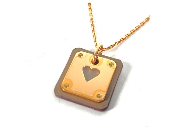 Hermès Collana pendente Asdukur PM in catena a cuore Hermes Marrone D'oro - vista 8