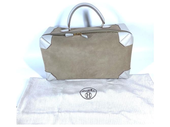 Hermès Bolso Boston de cuero de cabra beige Hermes - vista 5