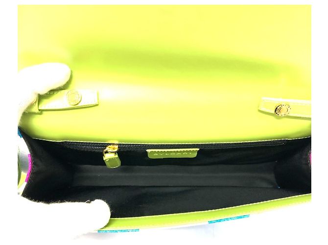 Bulgari Borsa a spalla in pelle e nylon Bvlgari Blu Verde chiaro - vista 11