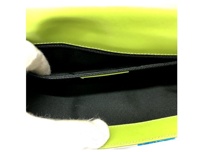 Bulgari Borsa a spalla in pelle e nylon Bvlgari Blu Verde chiaro - vista 14