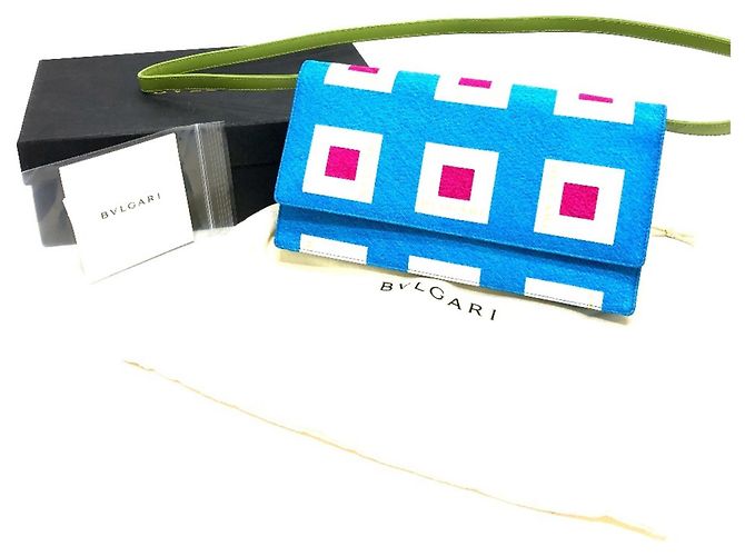 Bulgari Borsa a spalla in pelle e nylon Bvlgari Blu Verde chiaro - vista 15