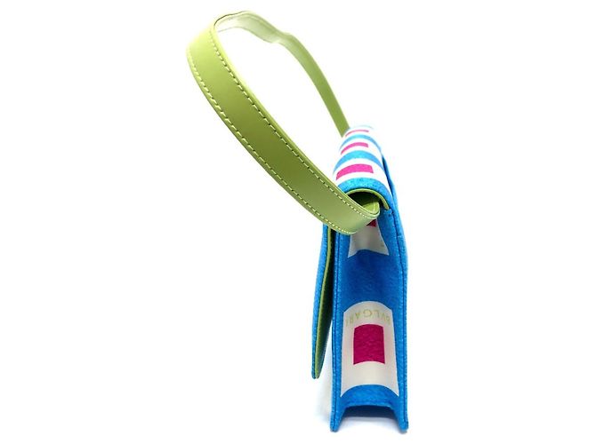 Bulgari Borsa a spalla in pelle e nylon Bvlgari Blu Verde chiaro - vista 5