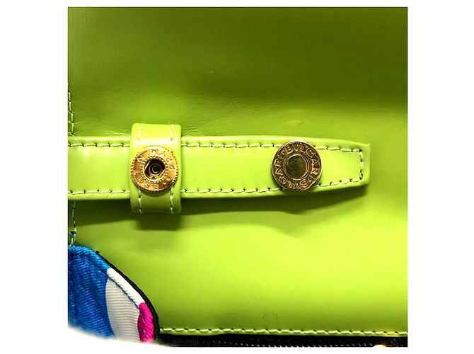 Bulgari Borsa a spalla in pelle e nylon Bvlgari Blu Verde chiaro - vista 9