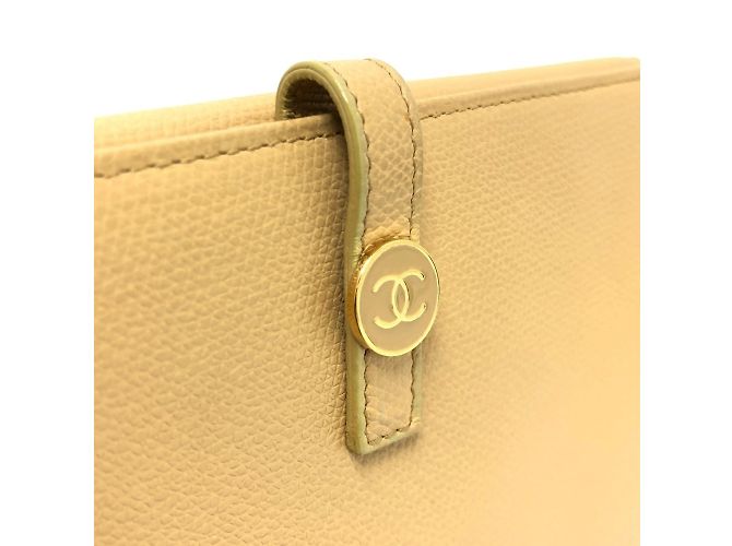 Portafoglio lungo bi-fold Chanel Coco Button Beige - vista 6