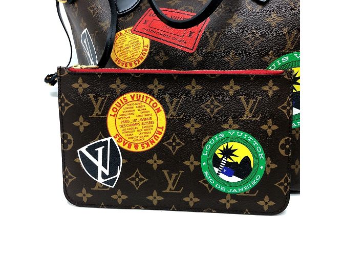Borsa tote Neverfull MM Louis Vuitton World Tour Marrone - vista 11