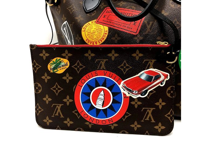 Borsa tote Neverfull MM Louis Vuitton World Tour Marrone - vista 12