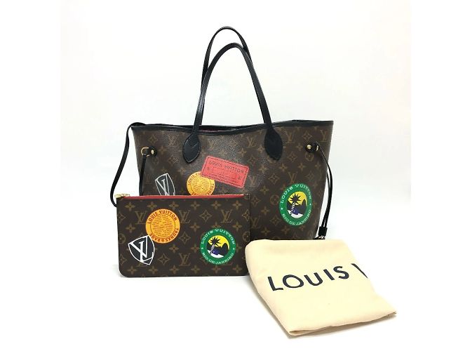 Borsa tote Neverfull MM Louis Vuitton World Tour Marrone - vista 18