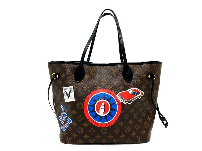 Borsa tote Neverfull MM Louis Vuitton World Tour Marrone - vista 2
