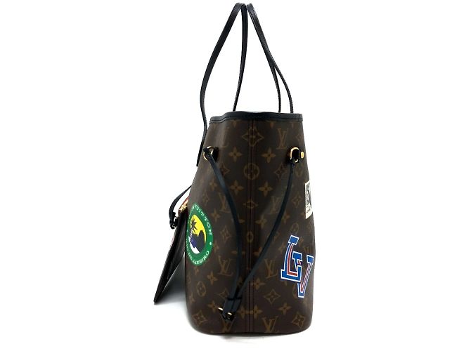 Borsa tote Neverfull MM Louis Vuitton World Tour Marrone - vista 3