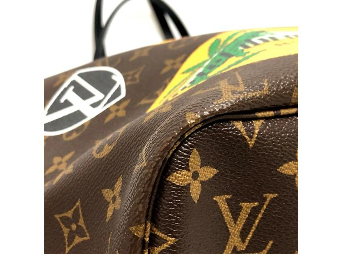 Borsa tote Neverfull MM Louis Vuitton World Tour Marrone - vista 6