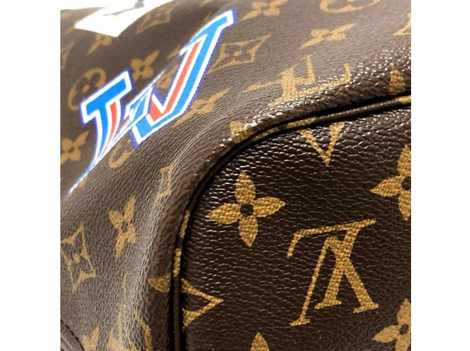 Borsa tote Neverfull MM Louis Vuitton World Tour Marrone - vista 7