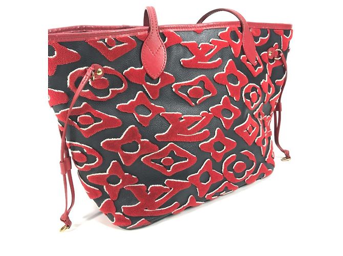 Borsa Neverfull MM Urs Fischer LVxUF di Louis Vuitton M45544 Nero Rosso - vista 4