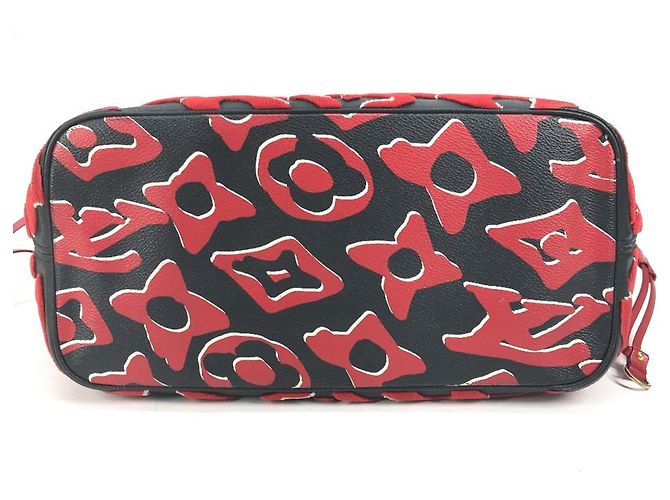 Borsa Neverfull MM Urs Fischer LVxUF di Louis Vuitton M45544 Nero Rosso - vista 5