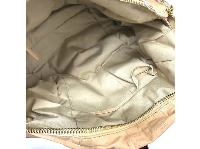 Céline Bolsa de mão acolchoada Celine em couro bege - vista 11
