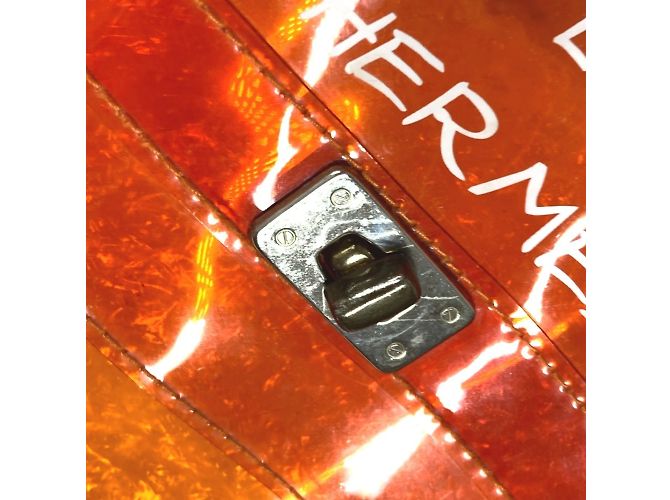 Hermès Borsa Tote Kelly in vinile Hermes Arancione - vista 8