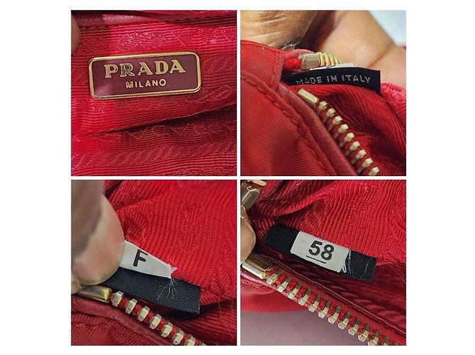 PRADA Borsa a spalla piccola in nylon tessuto rossa Rosso - vista 14