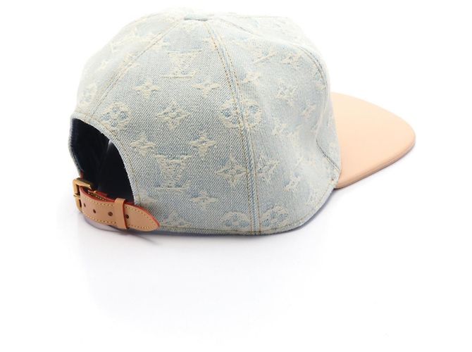 Casquette Monogram en cuir denim Louis Vuitton Bleu - vue 2