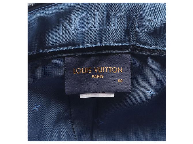 Casquette Monogram en cuir denim Louis Vuitton Bleu - vue 4