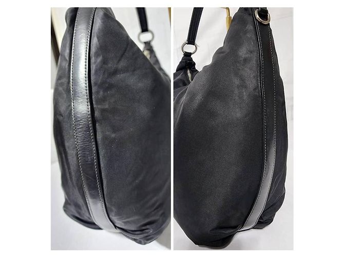 PRADA Borsa a Spalla Sacca in Nylon Saffiano Nera Nero - vista 10