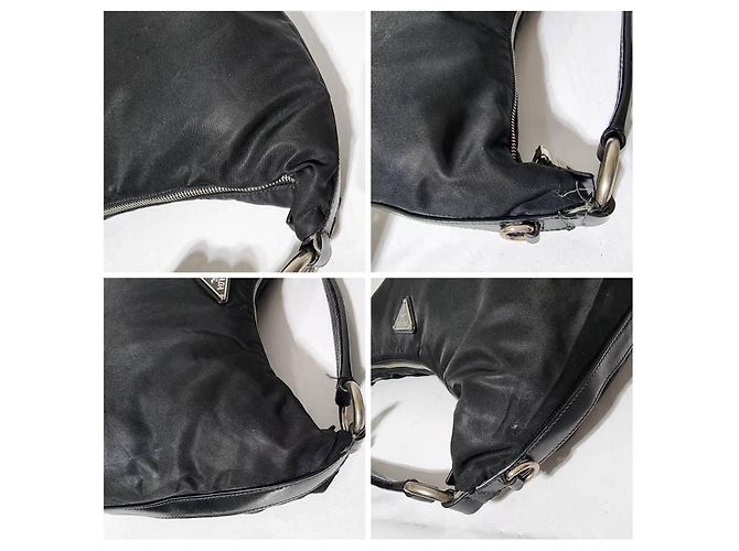 PRADA Borsa a Spalla Sacca in Nylon Saffiano Nera Nero - vista 12