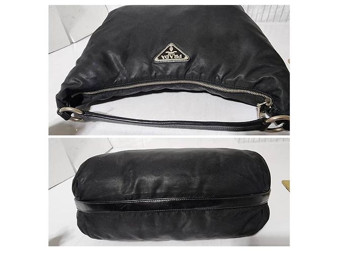 PRADA Borsa a Spalla Sacca in Nylon Saffiano Nera Nero - vista 15