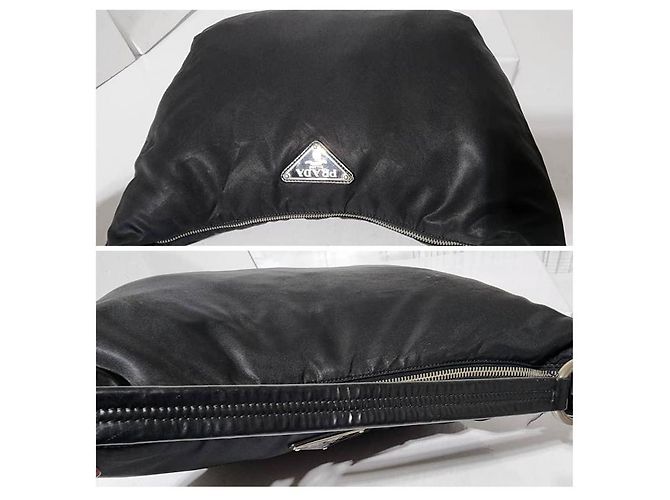 PRADA Borsa a Spalla Sacca in Nylon Saffiano Nera Nero - vista 5