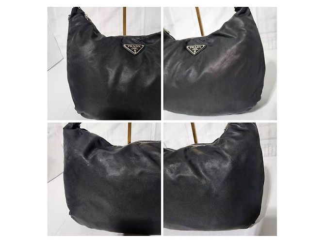 PRADA Borsa a Spalla Sacca in Nylon Saffiano Nera Nero - vista 7