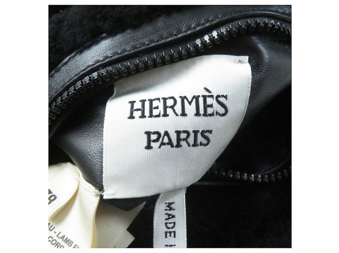 Hermès Chaleco reversible de cuero de cordero y piel de cordero Hermes Negro - vista 12