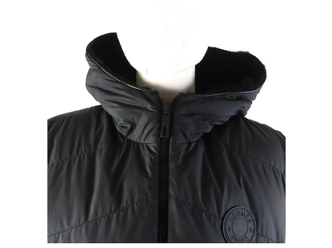 Hermès Chaleco reversible de cuero de cordero y piel de cordero Hermes Negro - vista 4