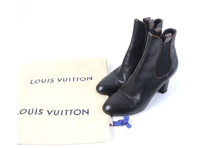 Botas de cuero con gomas Louis Vuitton Monogram Negro - vista 2