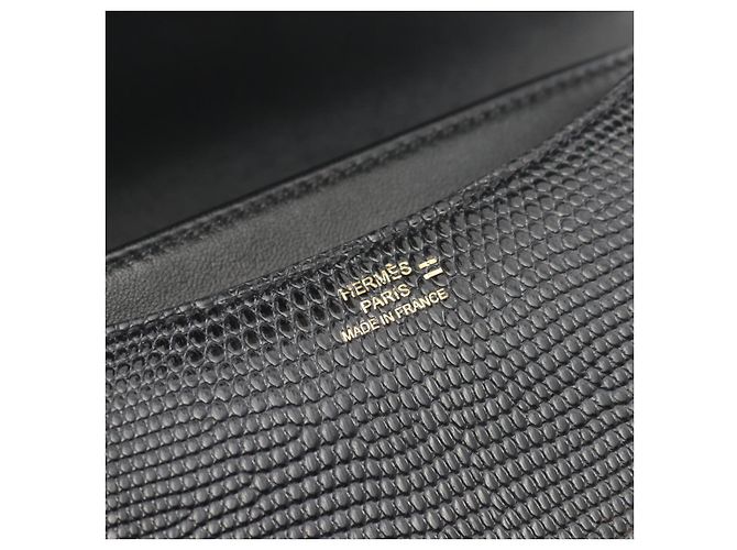 Hermès Sac en cuir lézard Hermes Constance 3 Mini Noir - vue 4