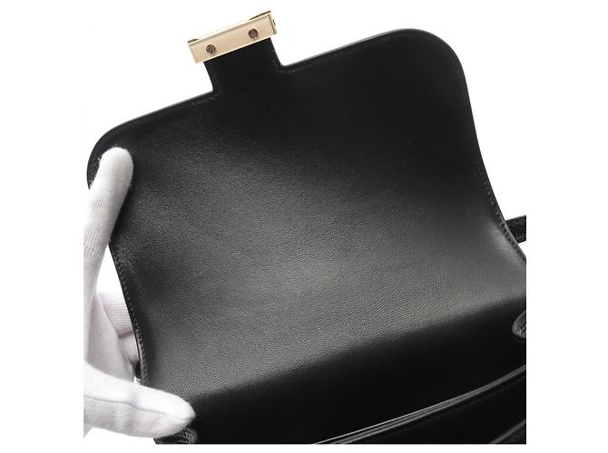 Hermès Sac en cuir lézard Hermes Constance 3 Mini Noir - vue 7